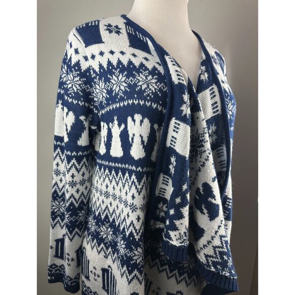 Hot Topic x Doctor Who Fair Isle Open Cardigan Drape Blue & White Plus Size 2X - Picture 15 of 16